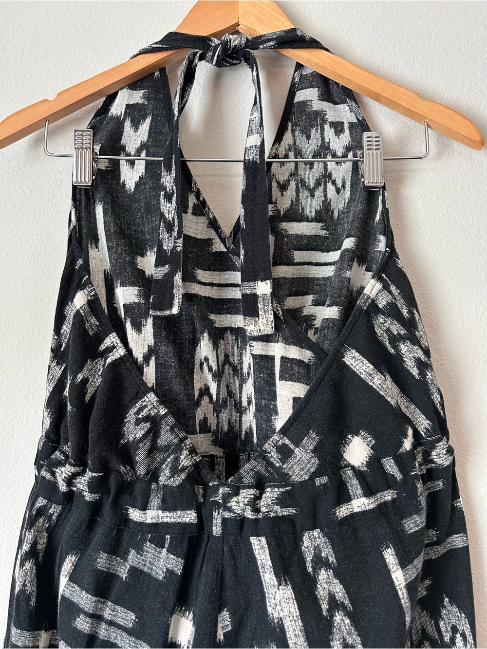 Madewell Black & White Geometric Halter Tie-Waist Jumpsuit - Picture 5 of 14